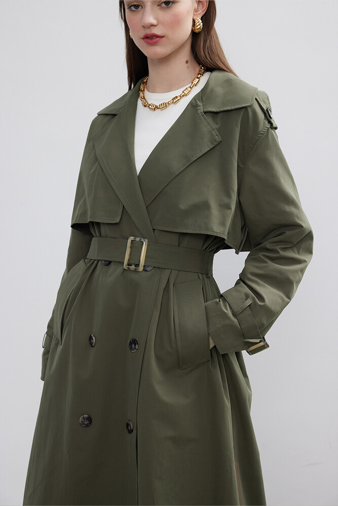 BE BLUE - HAKİ ÇİFT RÜZGARLIKLI TRENÇKOT