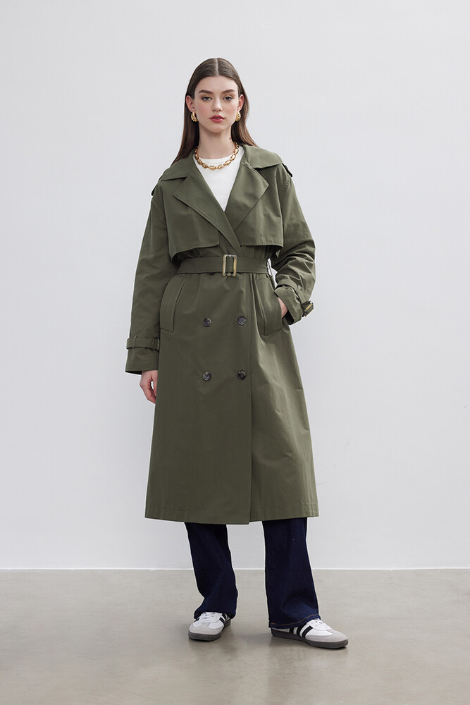 BE BLUE - HAKİ ÇİFT RÜZGARLIKLI TRENÇKOT