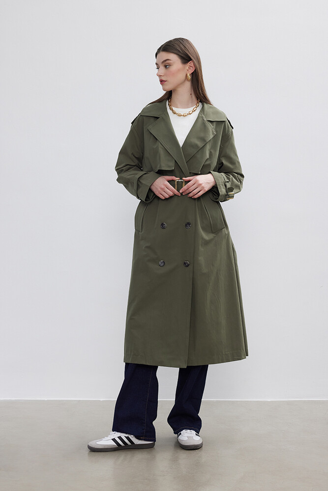 BE BLUE - HAKİ ÇİFT RÜZGARLIKLI TRENÇKOT