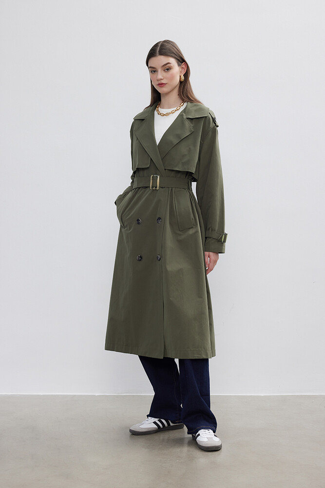 BE BLUE - HAKİ ÇİFT RÜZGARLIKLI TRENÇKOT