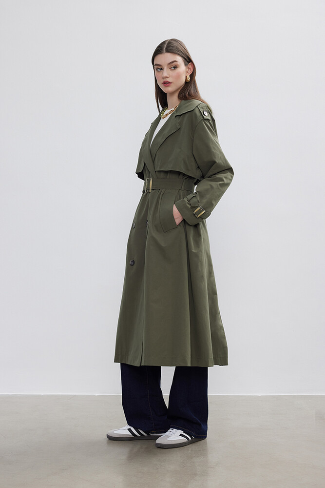 BE BLUE - HAKİ ÇİFT RÜZGARLIKLI TRENÇKOT