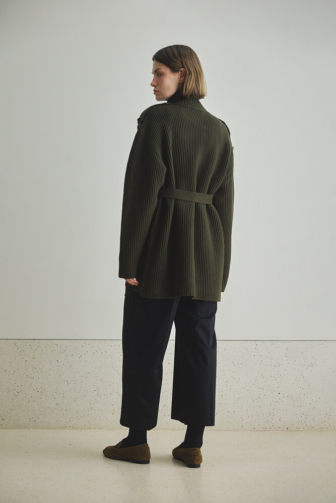 BE BLUE - HAKİ DİK YAKA HIRKA