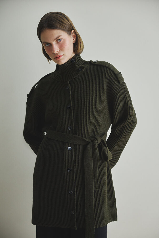 BE BLUE - HAKİ DİK YAKA HIRKA