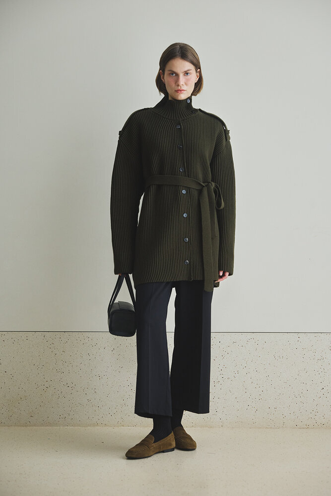 BE BLUE - HAKİ DİK YAKA HIRKA