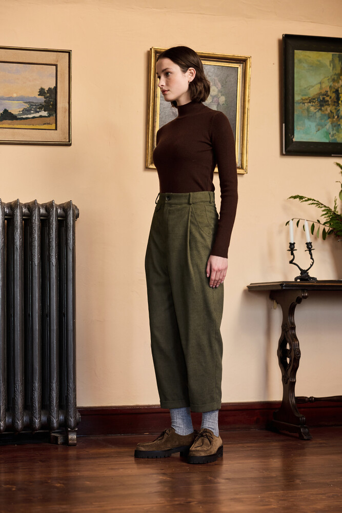 BE BLUE - HAKİ KADİFE BİNİCİ PANTOLON