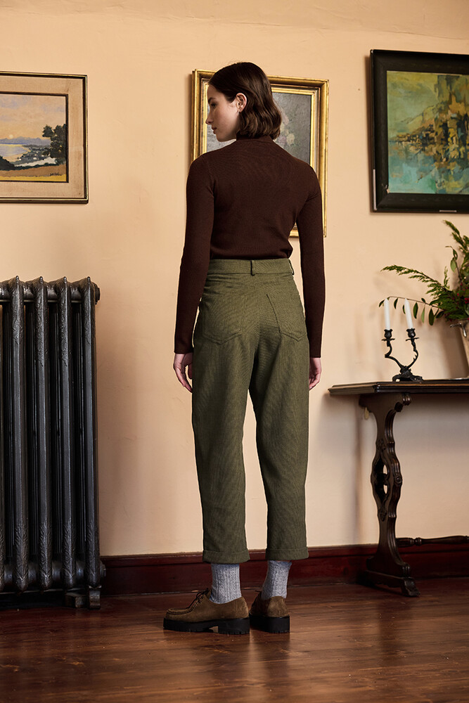 BE BLUE - HAKİ KADİFE BİNİCİ PANTOLON