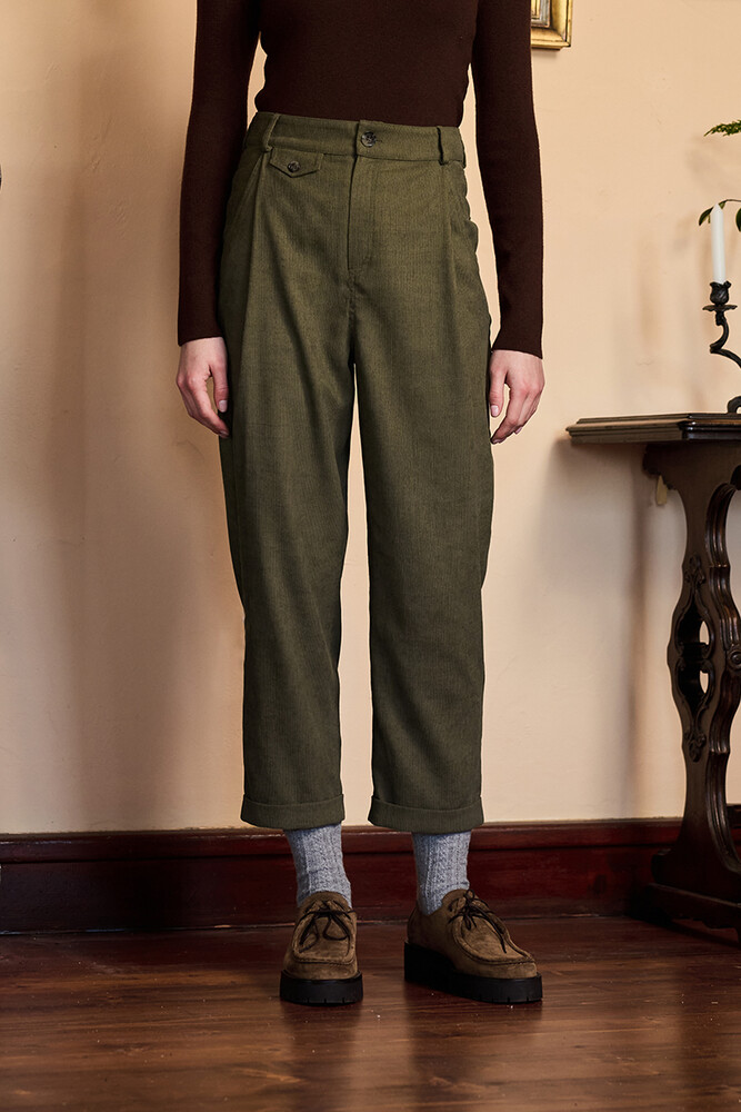 BE BLUE - HAKİ KADİFE BİNİCİ PANTOLON