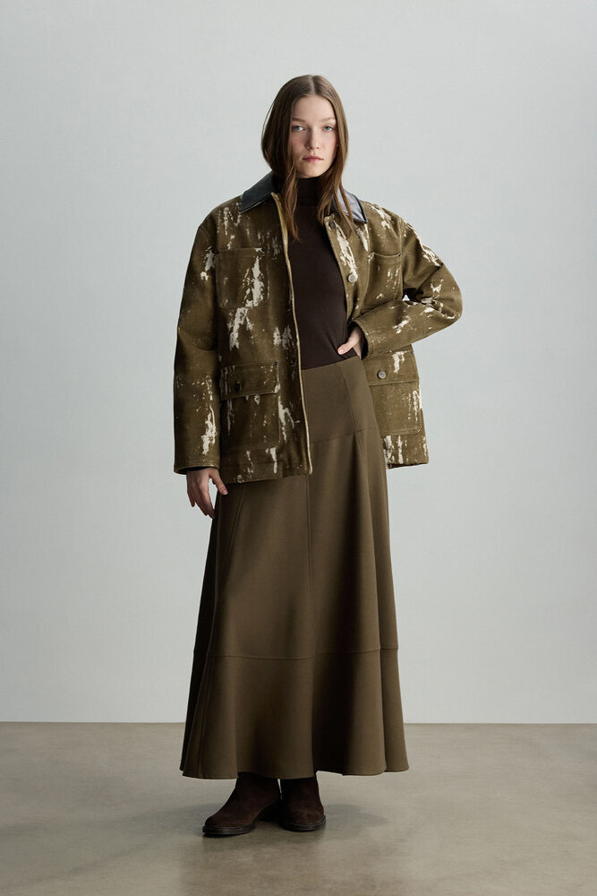 BE BLUE - HAKİ KORSAJ DETAYLI ETEK