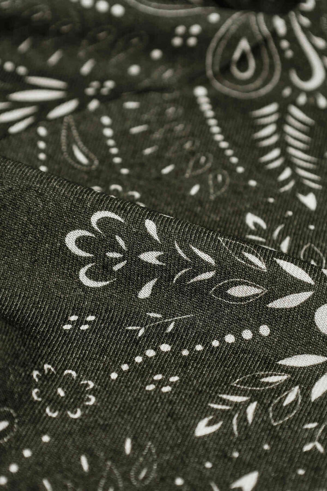 BE BLUE - HAKİ ŞAL DESENLİ FULAR