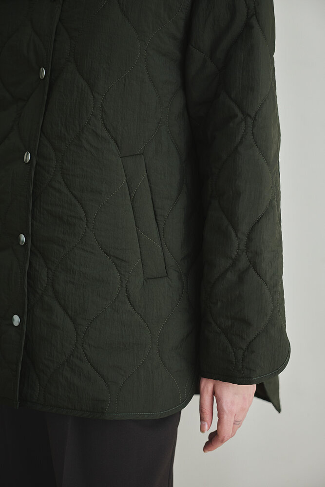 BE BLUE - HAKİ KADİFE YAKALI KAPİTONE MONT