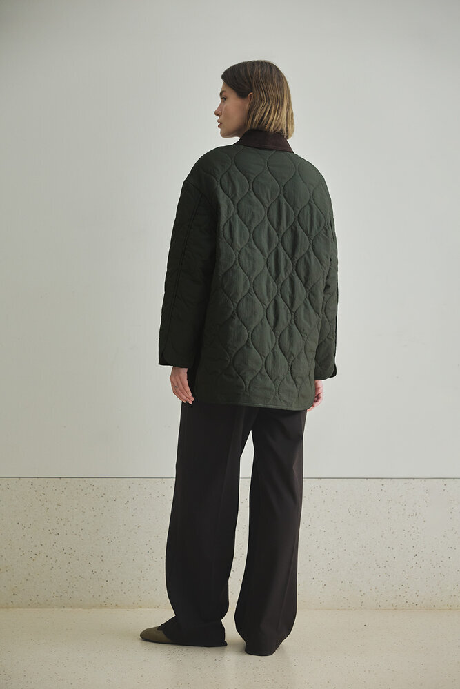 BE BLUE - HAKİ KADİFE YAKALI KAPİTONE MONT