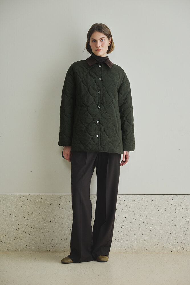 BE BLUE - HAKİ KADİFE YAKALI KAPİTONE MONT