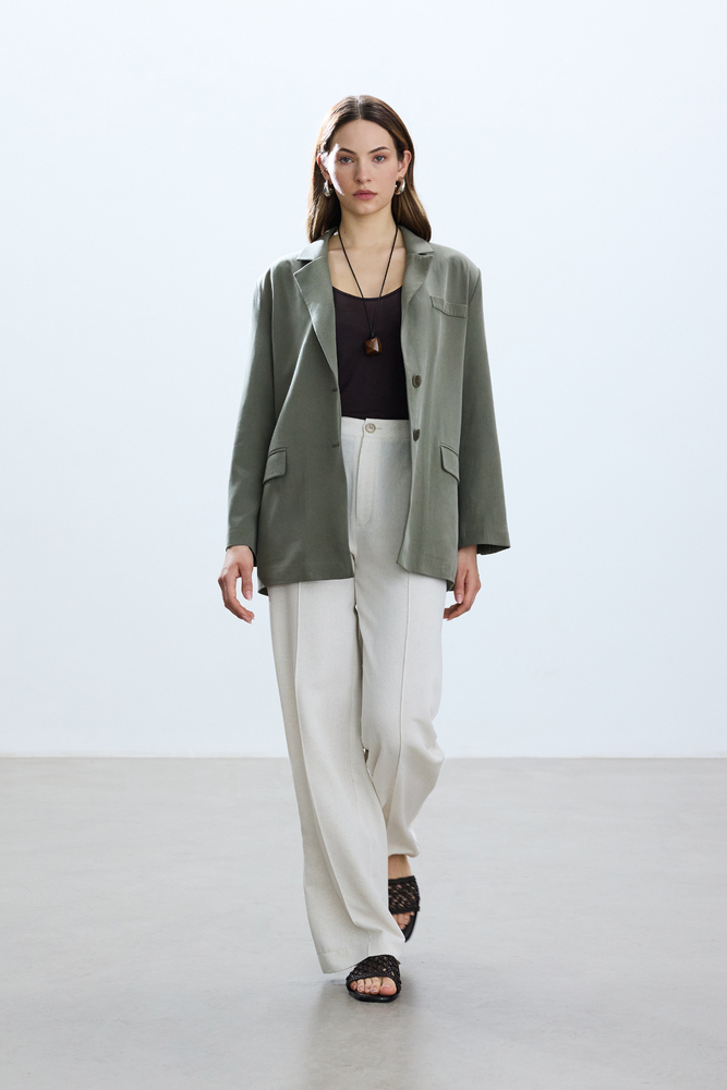 BE BLUE - HAKİ YIRTMAÇLI BLAZER