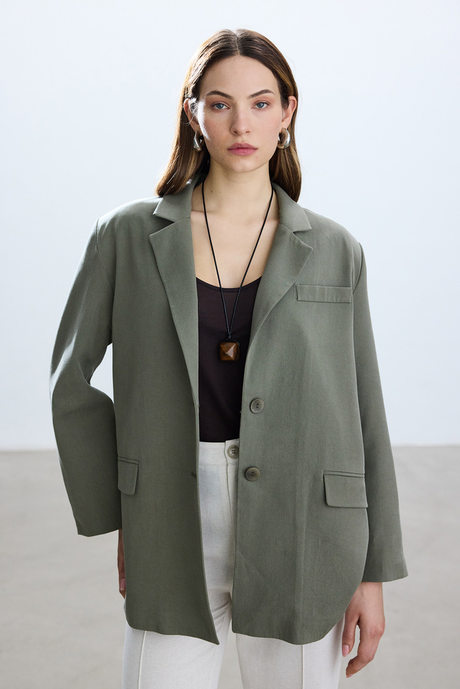 BE BLUE - HAKİ YIRTMAÇLI BLAZER (1)