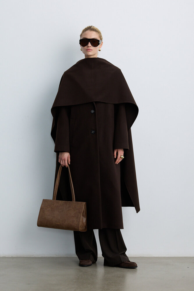 BE BLUE - KAHVERENGİ UZUN TIMELESS KABAN