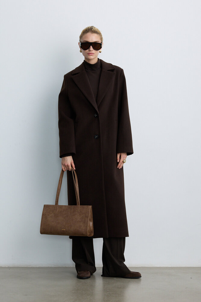 BE BLUE - KAHVERENGİ UZUN TIMELESS KABAN