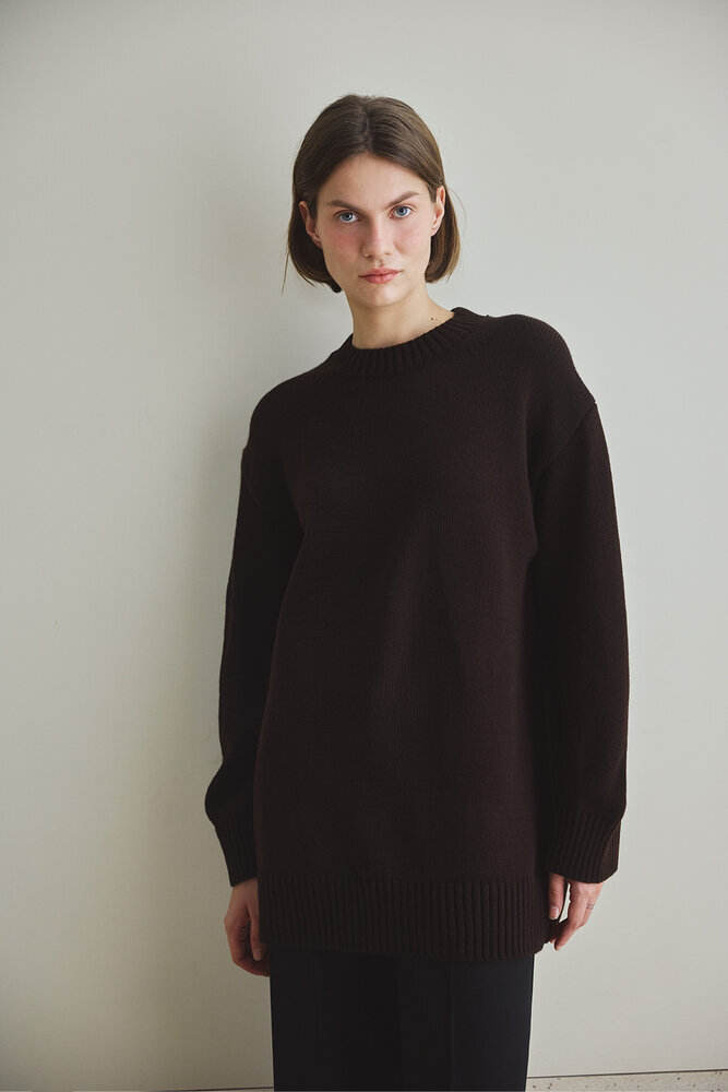 BE BLUE - KAHVERENGİ BİSİKLET YAKA UZUN KAZAK