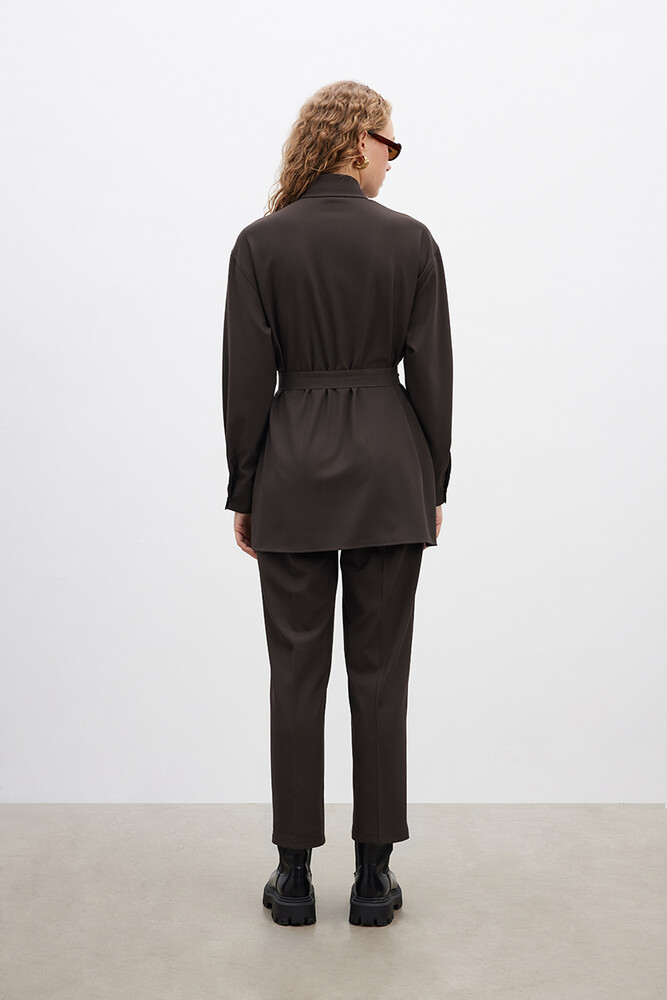 BE BLUE - KAHVERENGİ CEP DETAYLI GÖMLEK