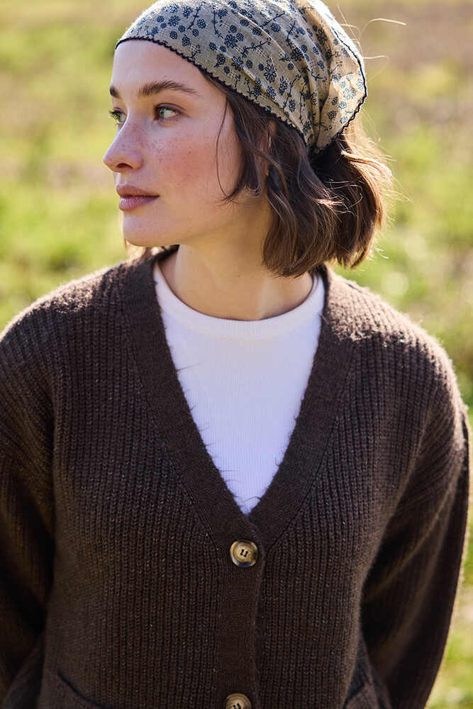 BE BLUE - KAHVERENGİ CEP DETAYLI HIRKA