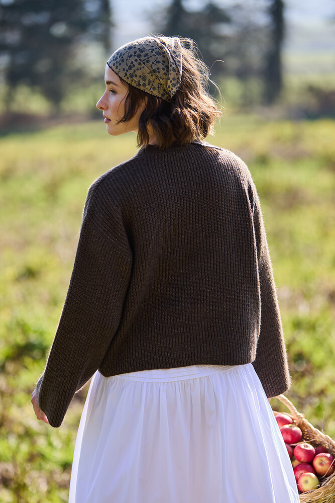 BE BLUE - KAHVERENGİ CEP DETAYLI HIRKA