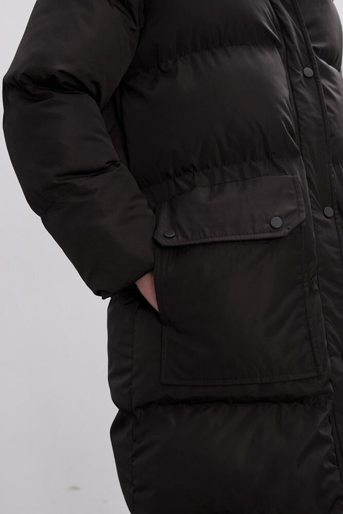 BE BLUE - ANTRASİT ÇIKARILABİLİR KAPÜŞONLU MONT