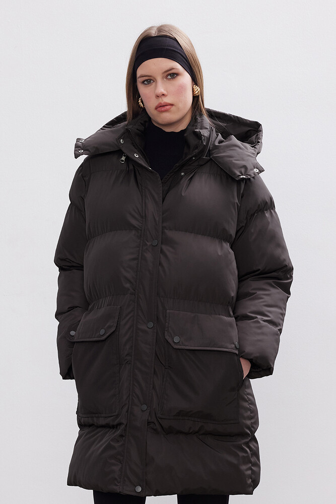 BE BLUE - ANTRASİT ÇIKARILABİLİR KAPÜŞONLU MONT