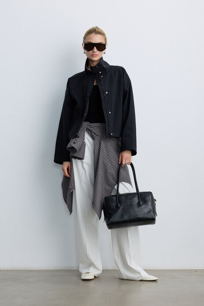 BE BLUE - KAHVERENGİ EKOSE DESENLİ KUŞAKLI GÖMLEK