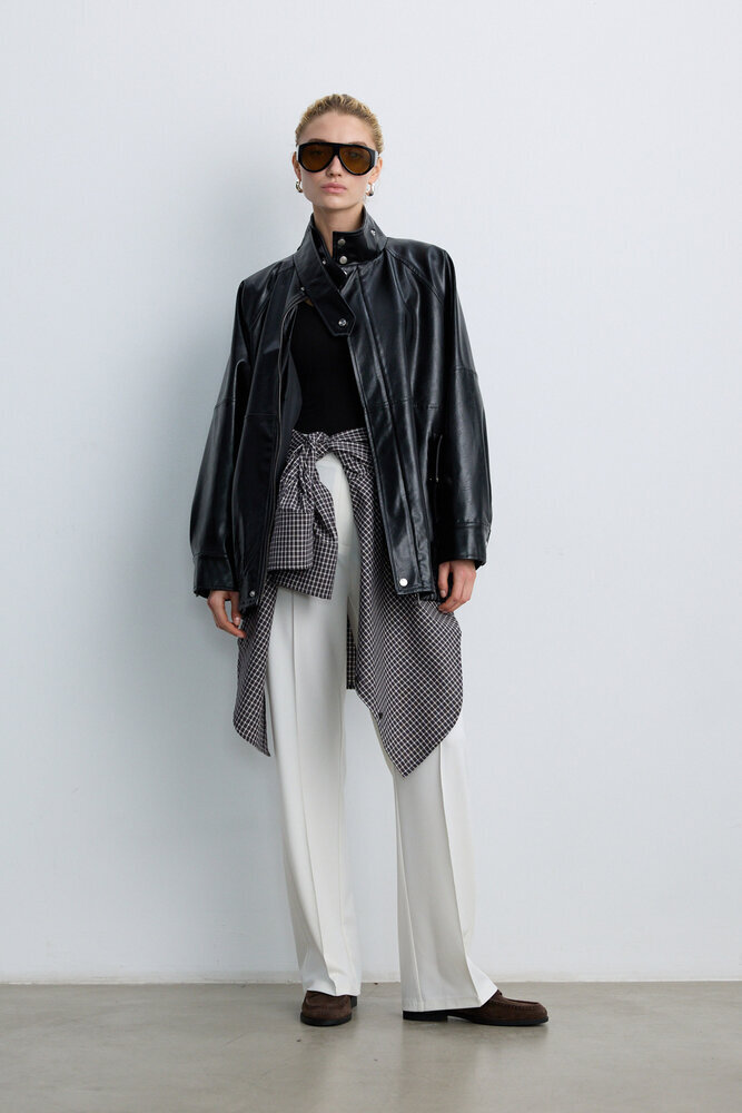 BE BLUE - KAHVERENGİ EKOSE DESENLİ KUŞAKLI GÖMLEK