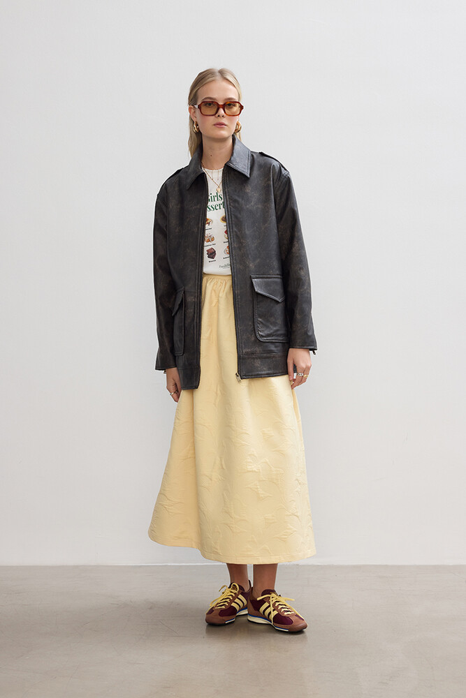 BE BLUE - KAHVERENGİ ESKİTMELİ DERİ CEKET