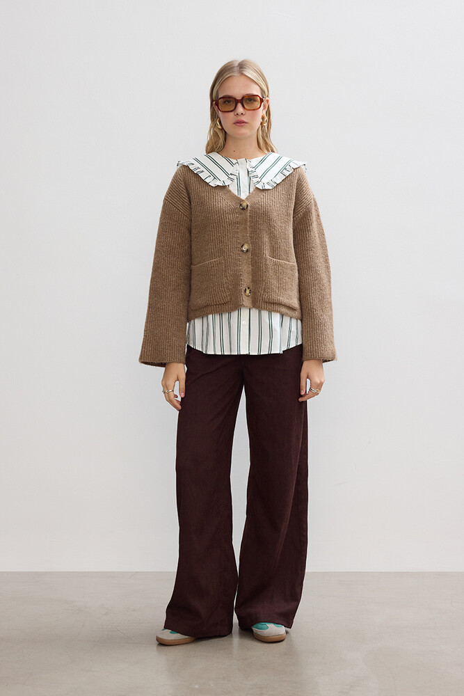 BE BLUE - KAHVERENGİ FİTİLLİ KADİFE PANTOLON