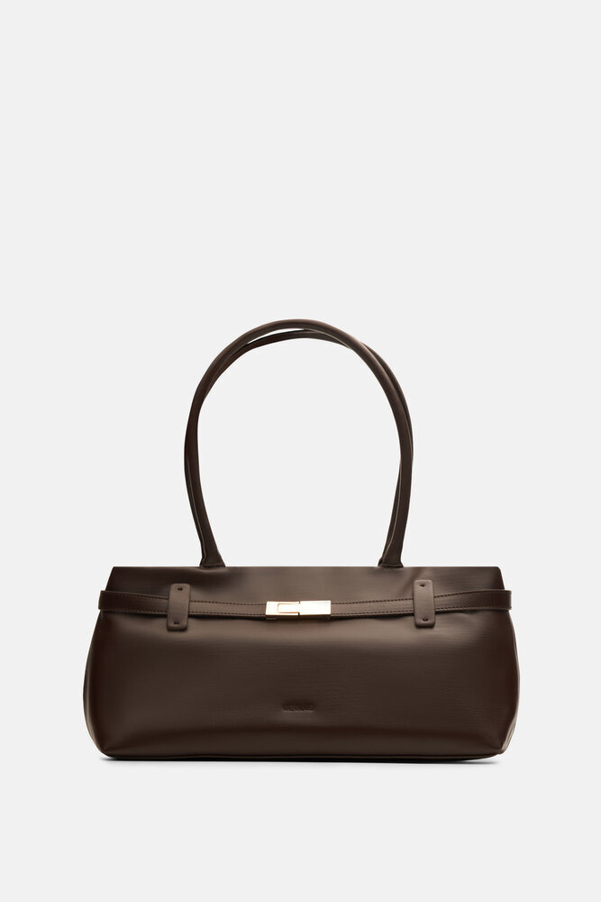 BE BLUE - KAHVERENGİ GOLD TOKA DETAYLI OMUZ ÇANTASI