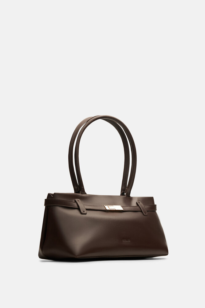 BE BLUE - KAHVERENGİ GOLD TOKA DETAYLI OMUZ ÇANTASI