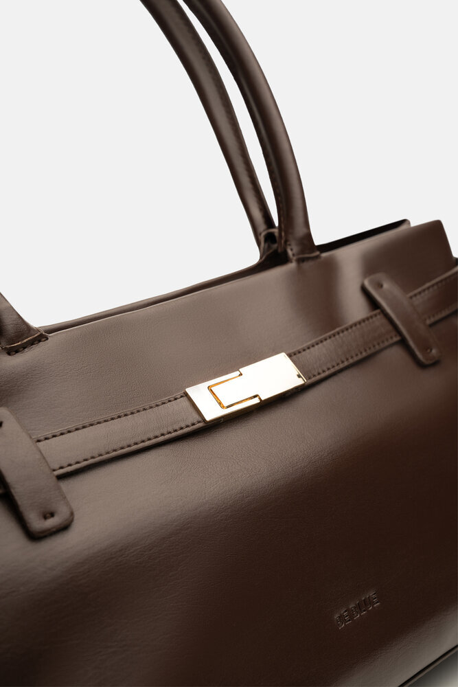 BE BLUE - KAHVERENGİ GOLD TOKA DETAYLI OMUZ ÇANTASI