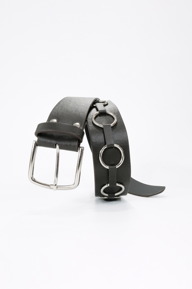 BE BLUE - KAHVERENGİ GÜMÜŞ HALKA DETAYLI KEMER