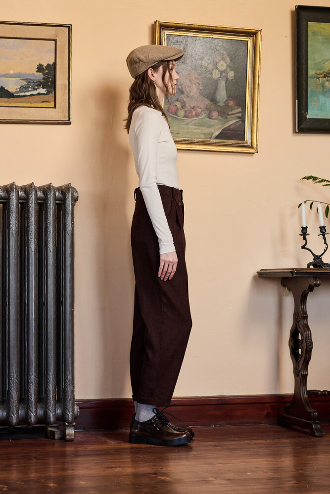 BE BLUE - KAHVERENGİ KADİFE BİNİCİ PANTOLON