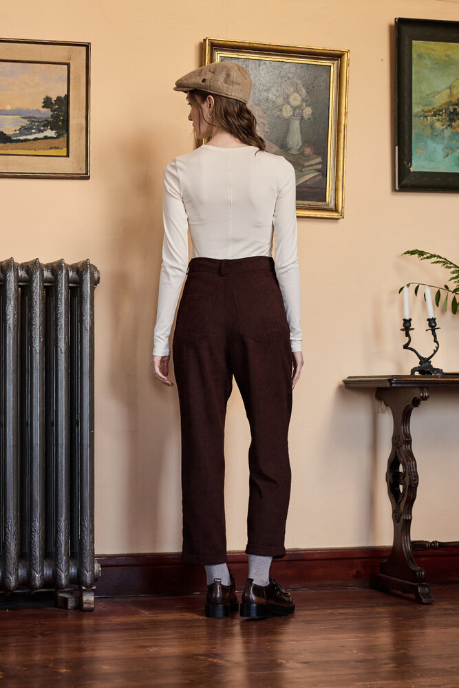 BE BLUE - KAHVERENGİ KADİFE BİNİCİ PANTOLON