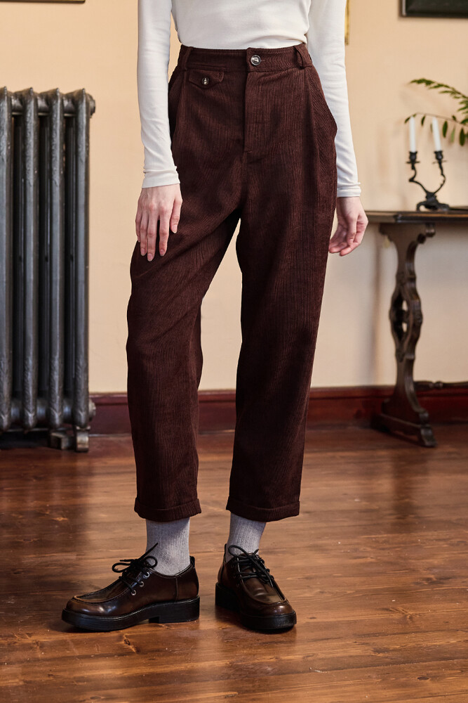 BE BLUE - KAHVERENGİ KADİFE BİNİCİ PANTOLON