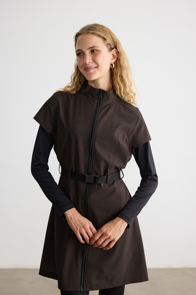 BE BLUE - KAHVERENGİ KEMER DETAYLI MAYO