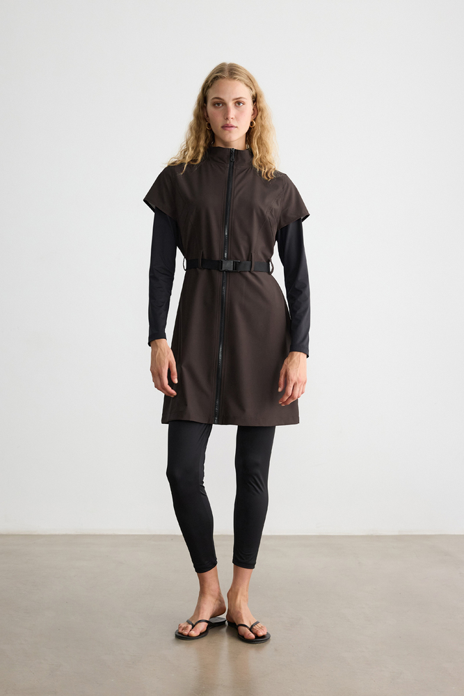 BE BLUE - KAHVERENGİ KEMER DETAYLI MAYO