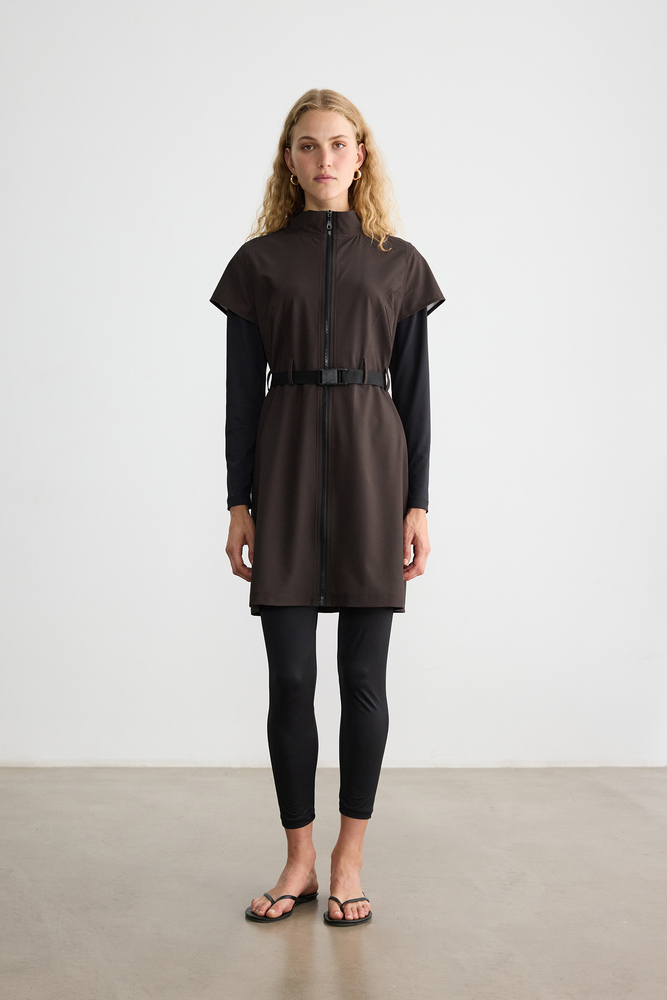 BE BLUE - KAHVERENGİ KEMER DETAYLI MAYO