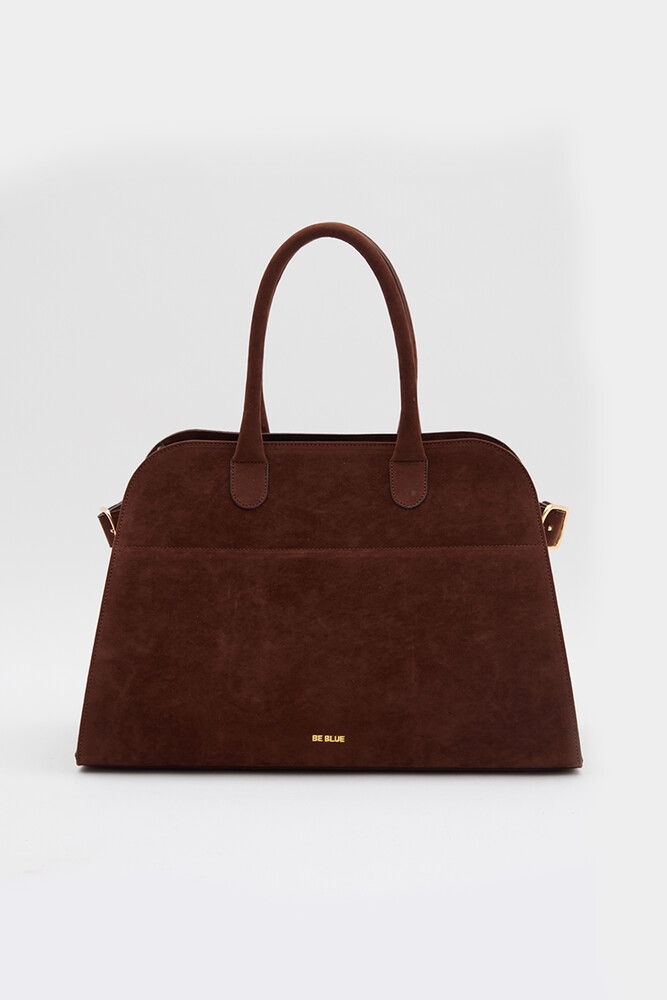 BE BLUE - KAHVERENGİ KEMERLİ SÜET TOTE ÇANTA