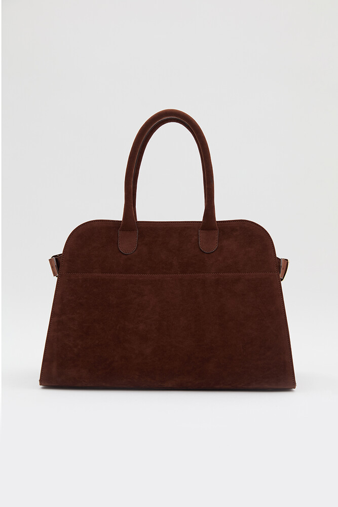 BE BLUE - KAHVERENGİ KEMERLİ SÜET TOTE ÇANTA