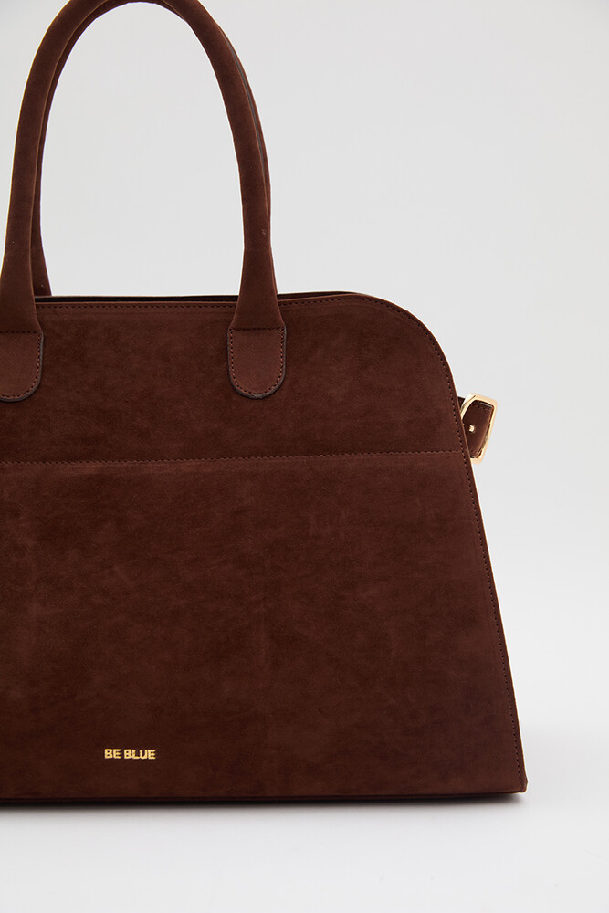 BE BLUE - KAHVERENGİ KEMERLİ SÜET TOTE ÇANTA