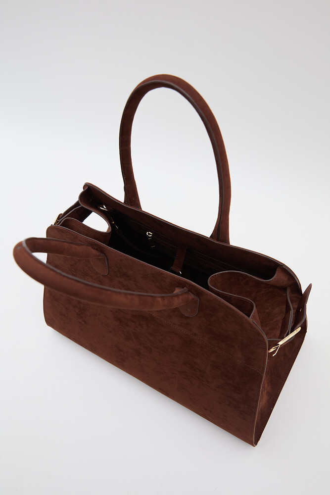 BE BLUE - KAHVERENGİ KEMERLİ SÜET TOTE ÇANTA