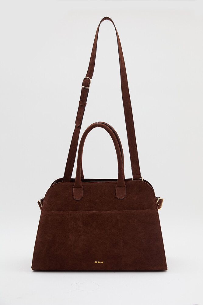 BE BLUE - KAHVERENGİ KEMERLİ SÜET TOTE ÇANTA