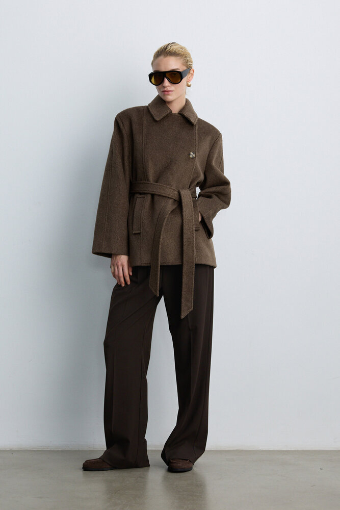 BE BLUE - KAHVERENGİ ORTA BOY KAŞE KABAN