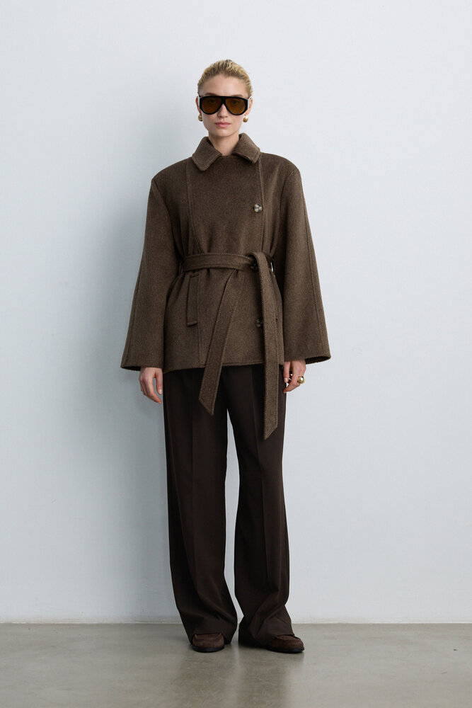 BE BLUE - KAHVERENGİ ORTA BOY KAŞE KABAN