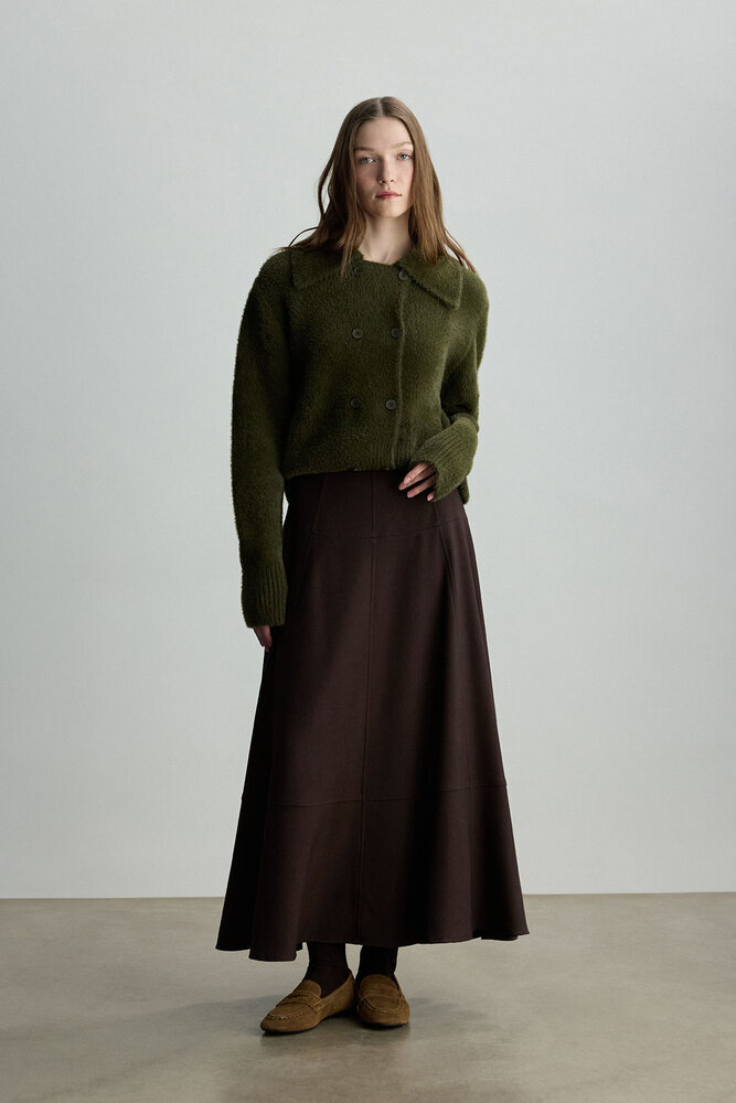 BE BLUE - KAHVERENGİ KORSAJ DETAYLI ETEK