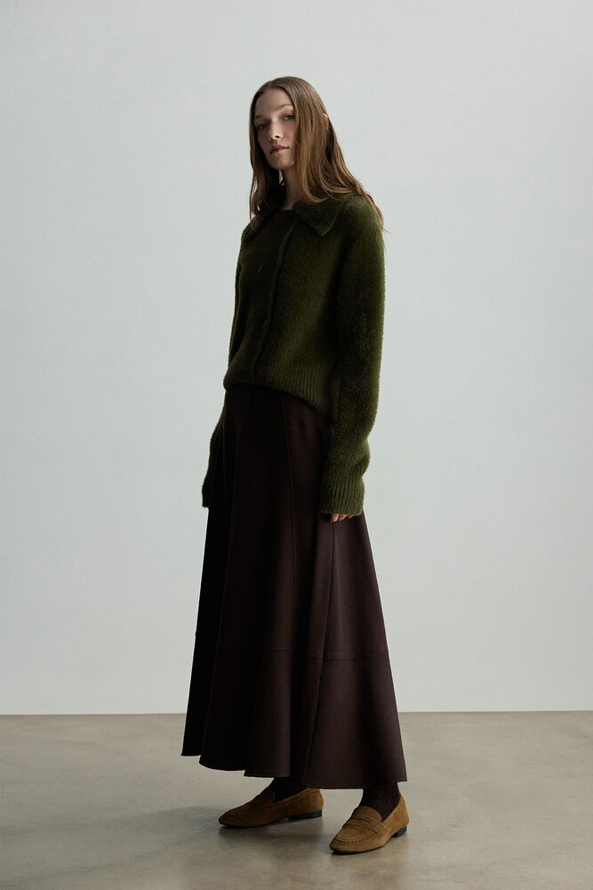 BE BLUE - KAHVERENGİ KORSAJ DETAYLI ETEK