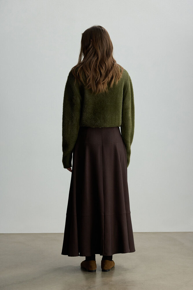 BE BLUE - KAHVERENGİ KORSAJ DETAYLI ETEK